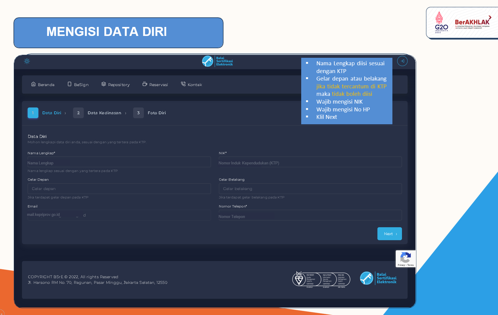 Form Data Diri BSrE