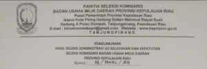 HASIL SELEKSI ADMINISTRASI UJI KELAYAKAN DAN KEPATUTAN SELEKSI KOMISARIS BUMD KEPRI 2019