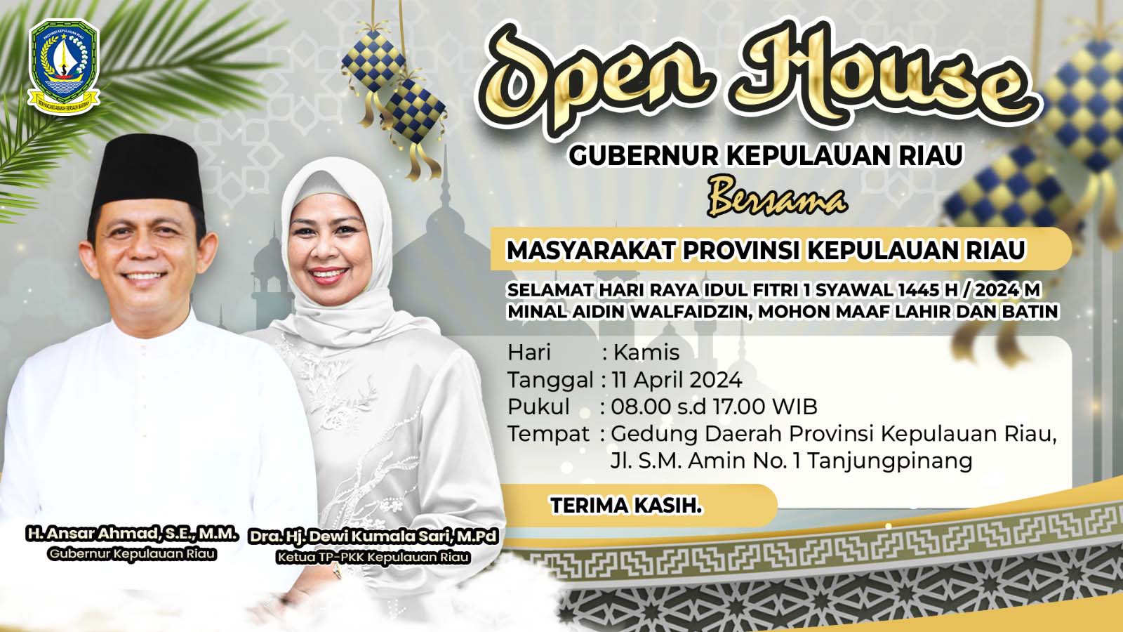 Gubernur Ansar Gelar Open House di Hari ke-2 Idul Fitri 1445 H, Undang Seluruh Masyarakat