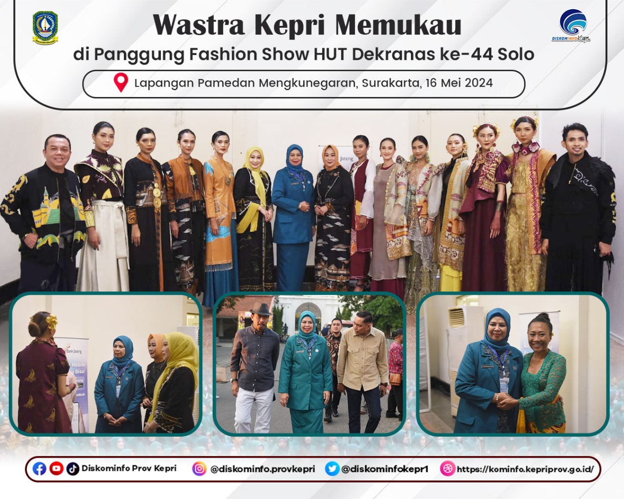 Wastra Kepri Memukau di Panggung Fashion Show HUT Dekranas ke-44 Solo