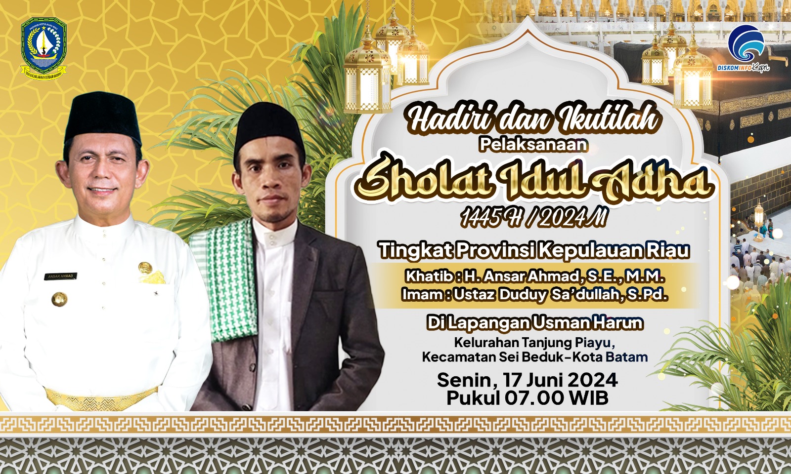 Gubernur Ansar Ahmad Akan Menjadi Khatib Sholat Idul Adha di Batam